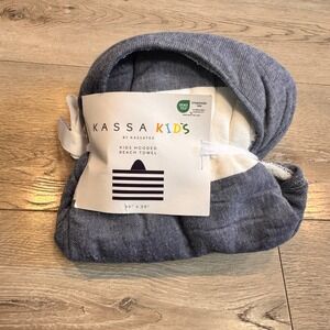 NWT Kassatex‎ Kids Hooded Beach Bath Towel 30" x 50" Blue Cotton Terry